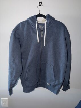 Eddie Bauer Men's Navy Full-Zip Hooded Sweater - Small